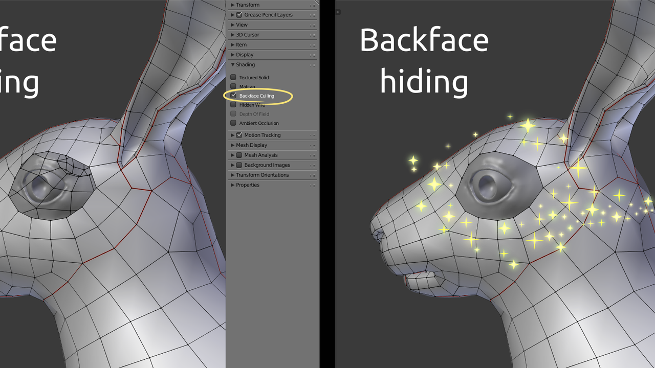 Backface blender. Backface culling blender. blender животные чертеж. occlusion culling. blender 4.0.